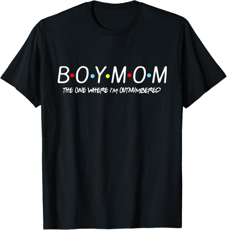 100% Cotton Boy With Mom The One Where I'm Outnumbered Funny Vintage T-Shirt