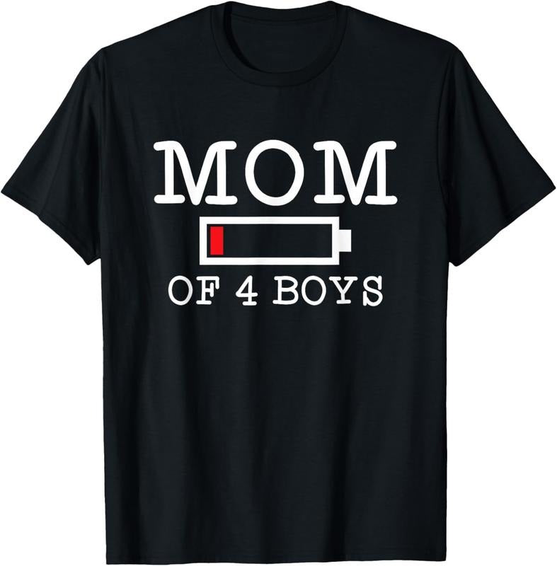 100% Cotton Mom of 4 Boys Mother's Day Four Sons T-Shirt