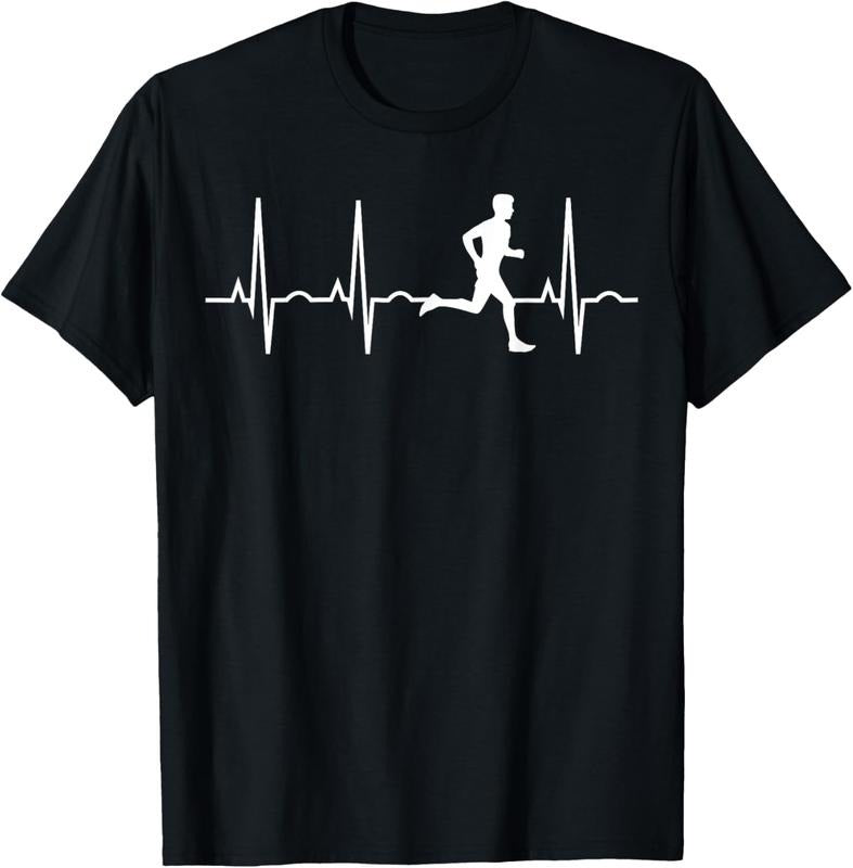100% Cotton Running Shirt for Men - Runners Heartbeat Gift T-Shirt T-Shirt
