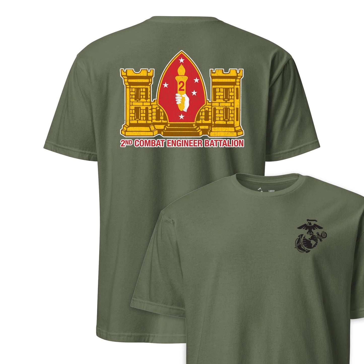 2nd Combat Engineer Battalion Back Print T-Shirt