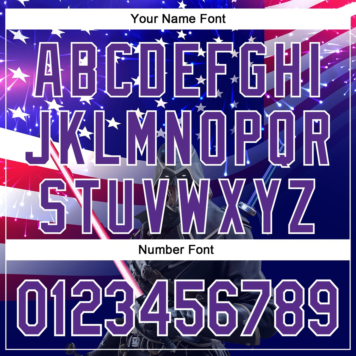 Custom Blue Purple-White 3D Pattern Design Outer Space Light Swords American Flag Authentic Baseball Jersey