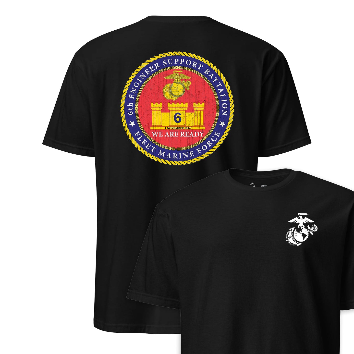 6th Engineer Support Battalion Back Print T-Shirt