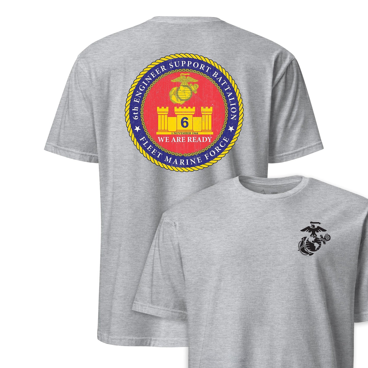 6th Engineer Support Battalion Back Print T-Shirt