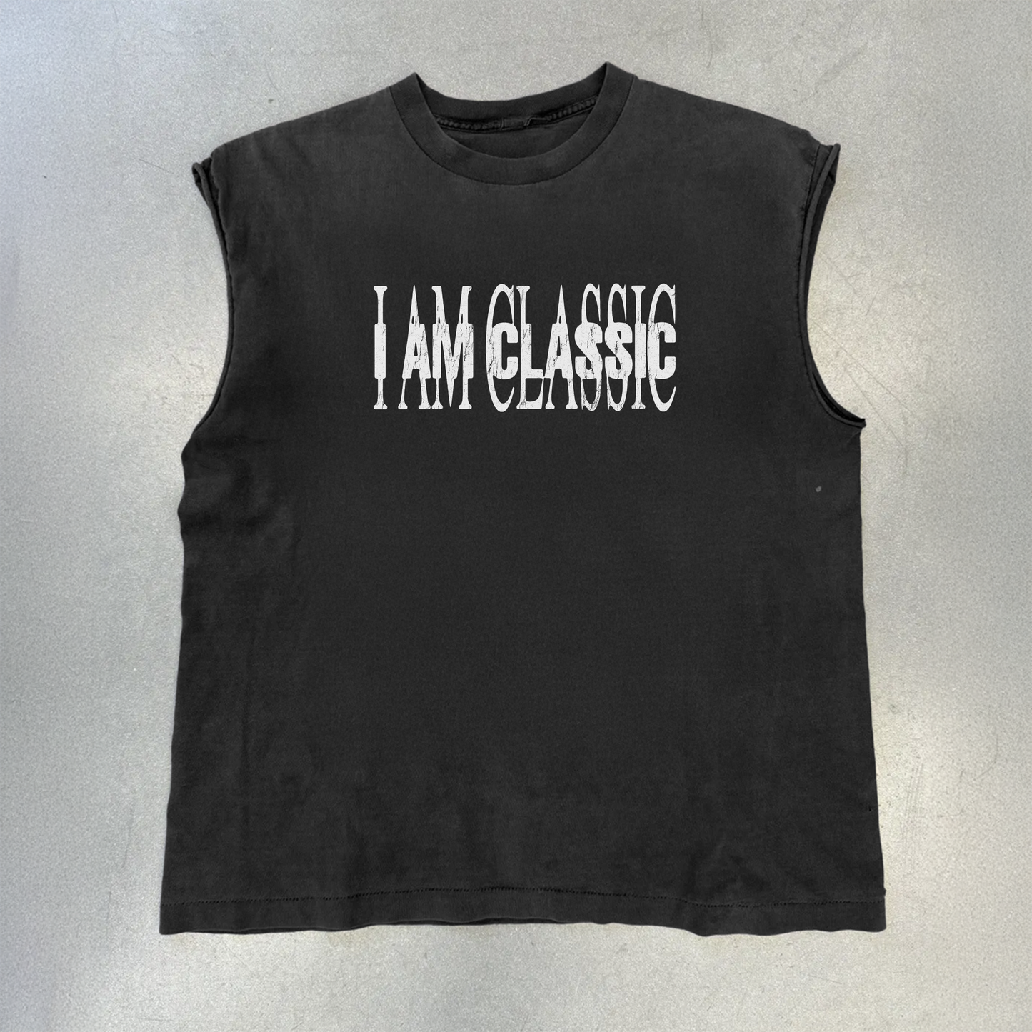 I AM CLASSIC BLACK CUT- OFF TSHIRT