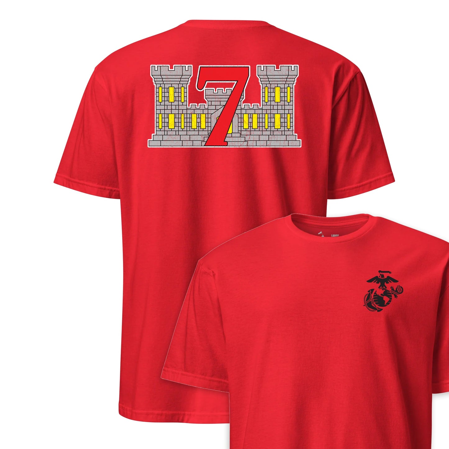 7th Engineer Support Battalion Back Print T-Shirt