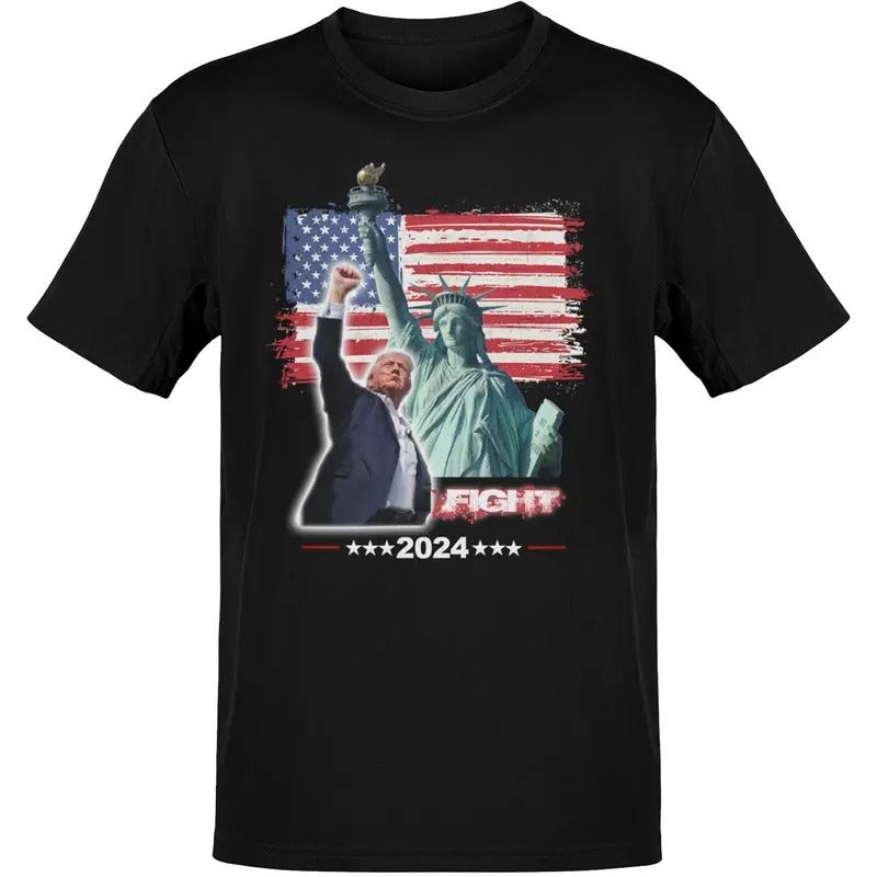American Flag Shirt 2024 Fight Patriotic Shirts USA T-Shirts for Men Women made in usa