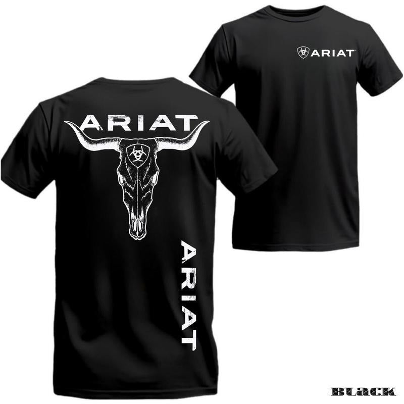 Ariat T-Shirt Strong and stylish design featuring a bull skull, perfect for outdoor enthusiasts, offering superior comfort and quality, Unisex.