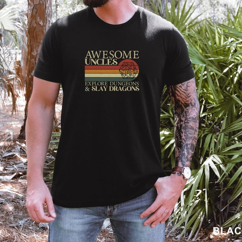Awesome Uncles Slay Dragons Dnd Rpg Gamer Dungeon Master Gift For Uncle Unisex Jersey Short Sleeve Tee TShirt