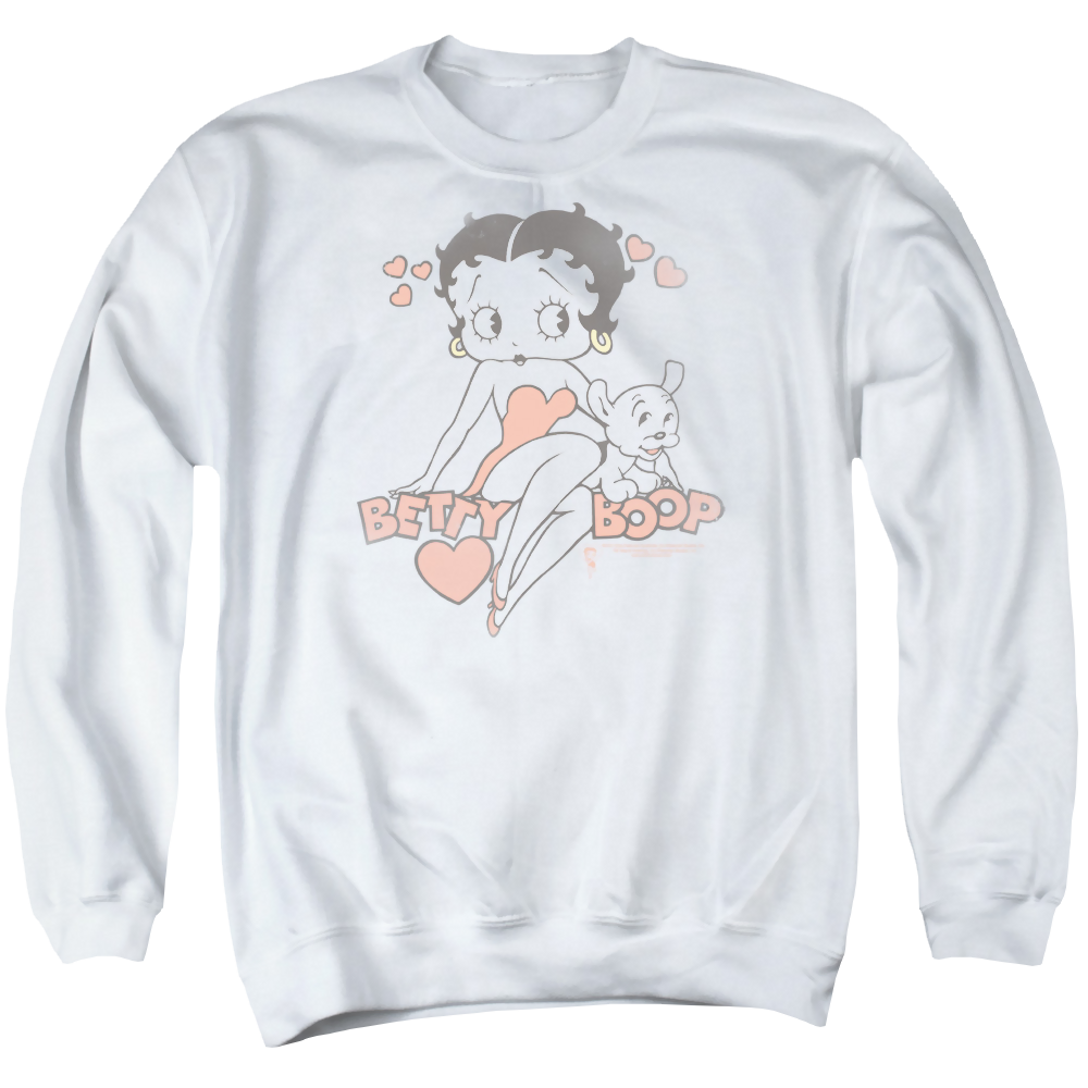 Betty Boop Classic With Pup - Men's Crewneck Sweatshirt