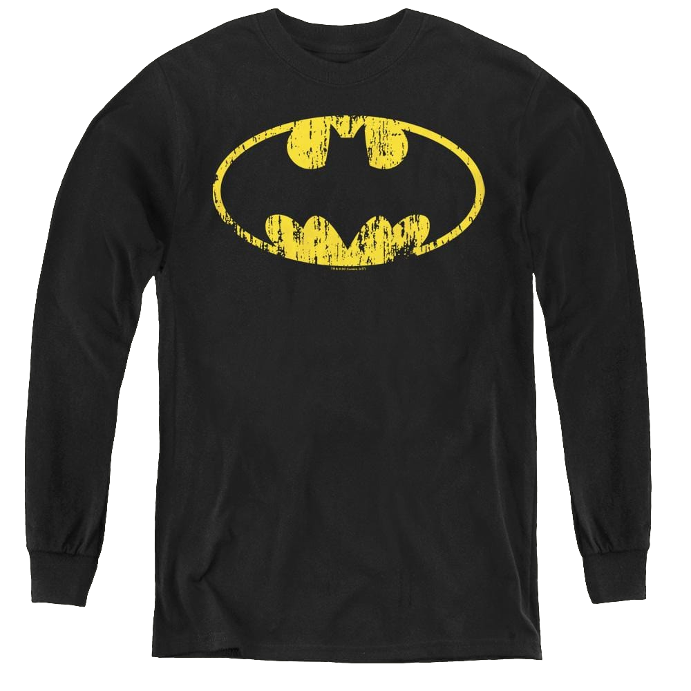 Dc Batman Classic Logo Distressed - Youth Long Sleeve T-Shirt