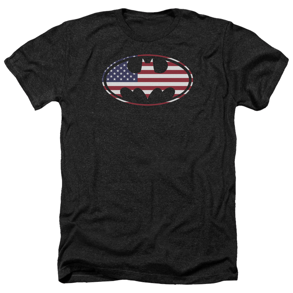 Batman American Flag Oval - Men's Heather T-Shirt