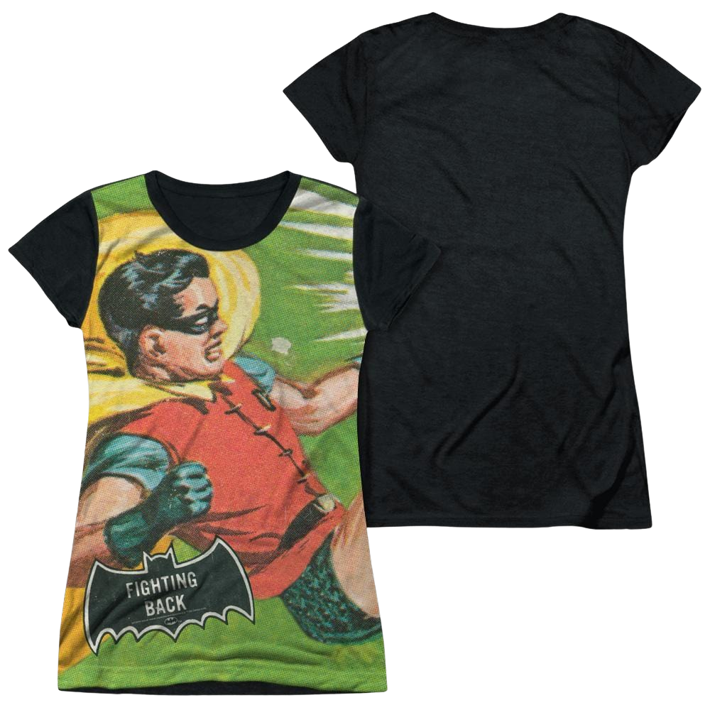 Batman - Classic TV Series Fighting Back - Juniors Black Back T-Shirt