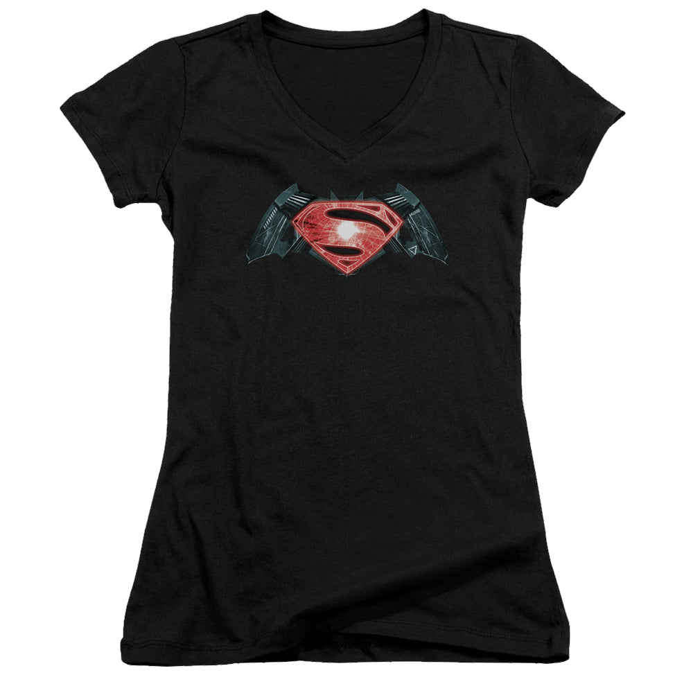 Batman v Superman Industrial Logo - Juniors V-Neck T-Shirt