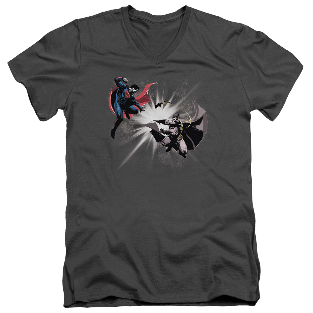 Batman v Superman Fight Burst - Men's V-Neck T-Shirt Style001