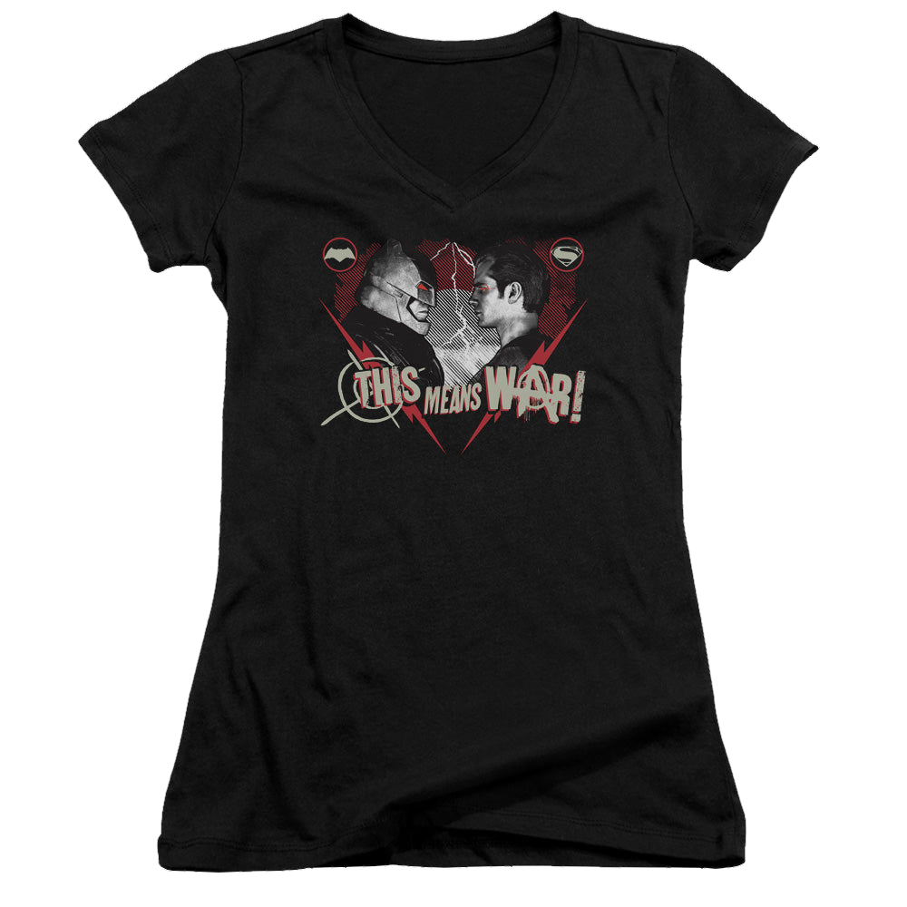 Batman v Superman This Means War - Juniors V-Neck T-Shirt Style001