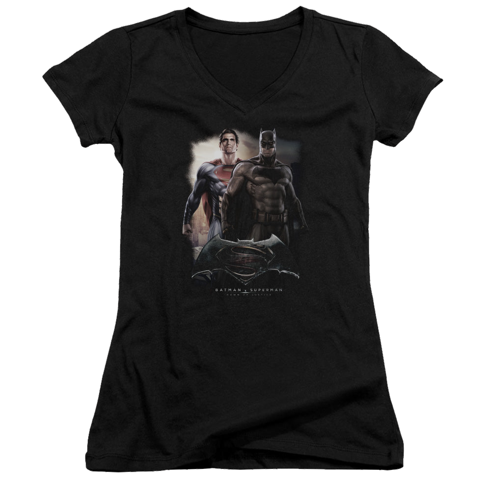 Batman v Superman Dawn - Juniors V-Neck T-Shirt Style001