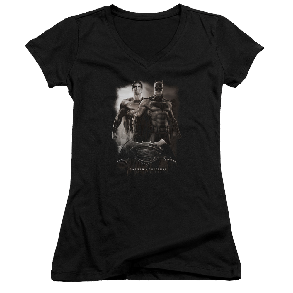 Batman v Superman Dawn - Juniors V-Neck T-Shirt Style002
