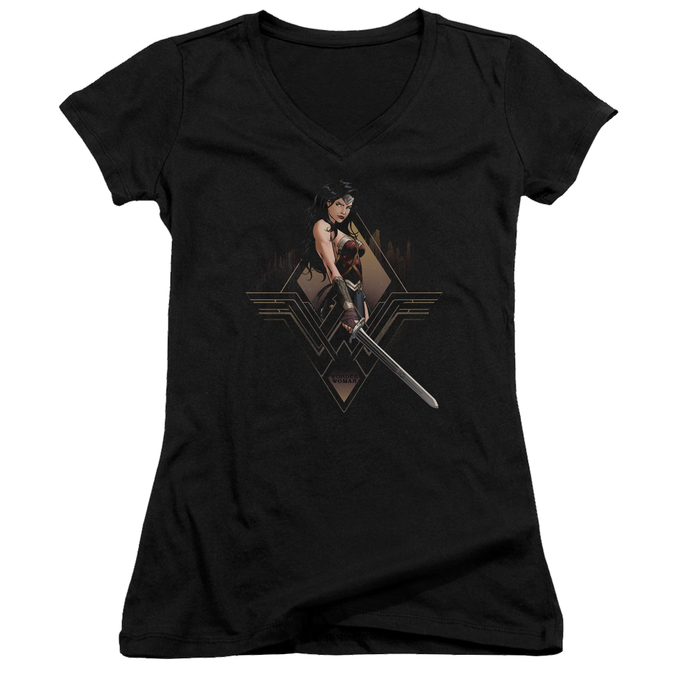 Batman v Superman City Girl - Juniors V-Neck T-Shirt Style001