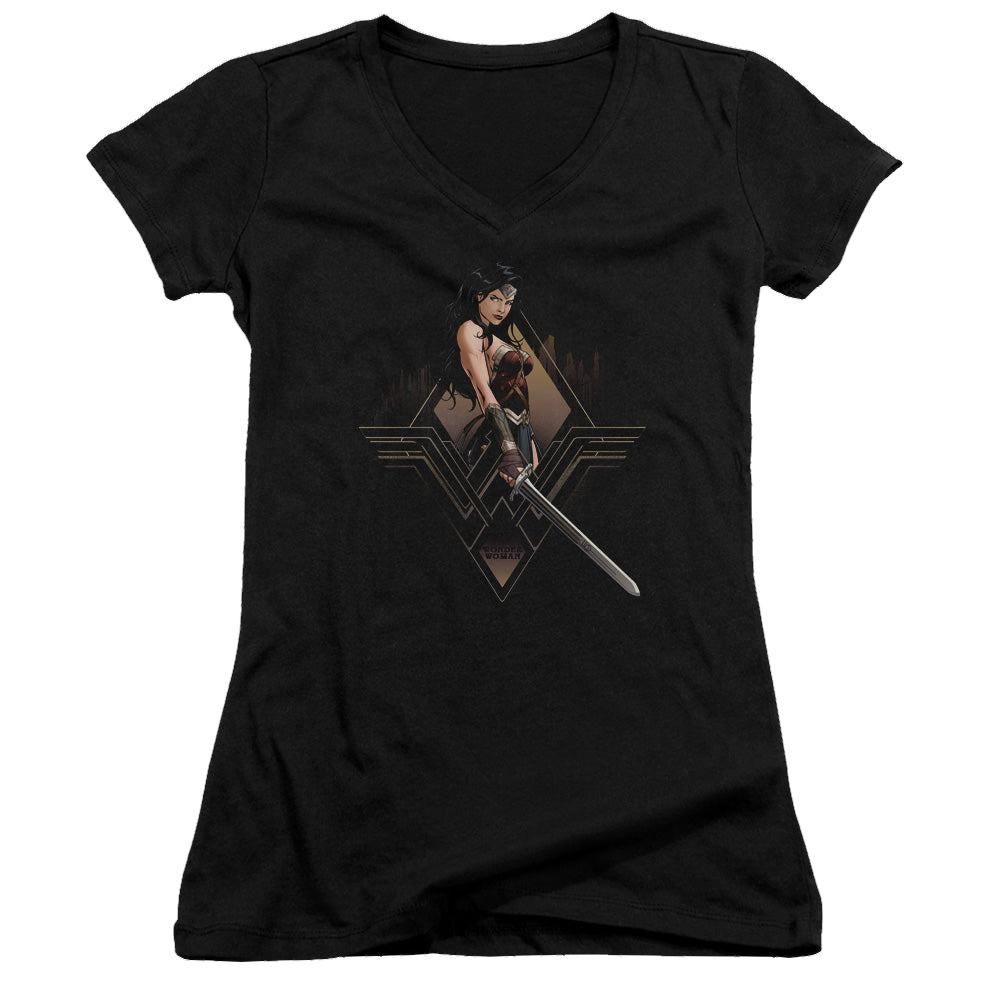 Batman v Superman City Girl - Juniors V-Neck T-Shirt