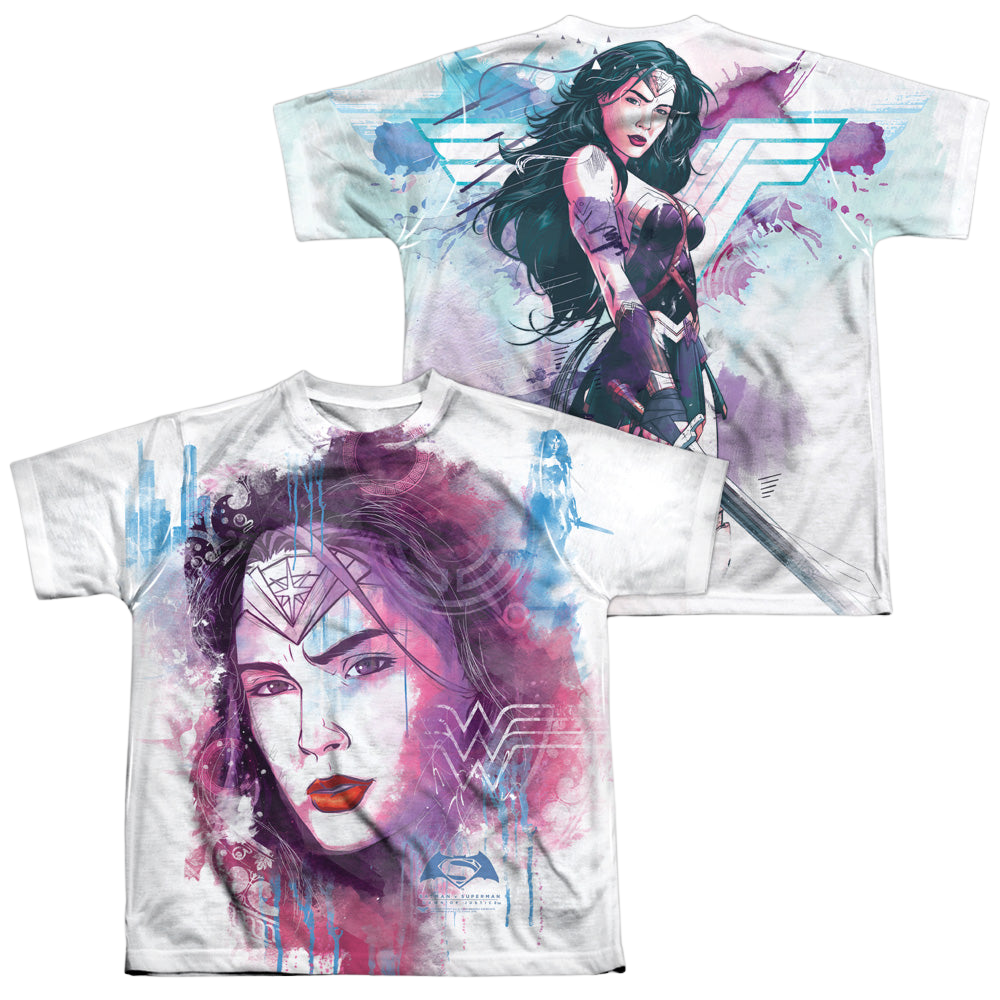 Batman v Superman Watercolor Wonder Sub (Front/Back Print) - Youth All-Over Print T-Shirt