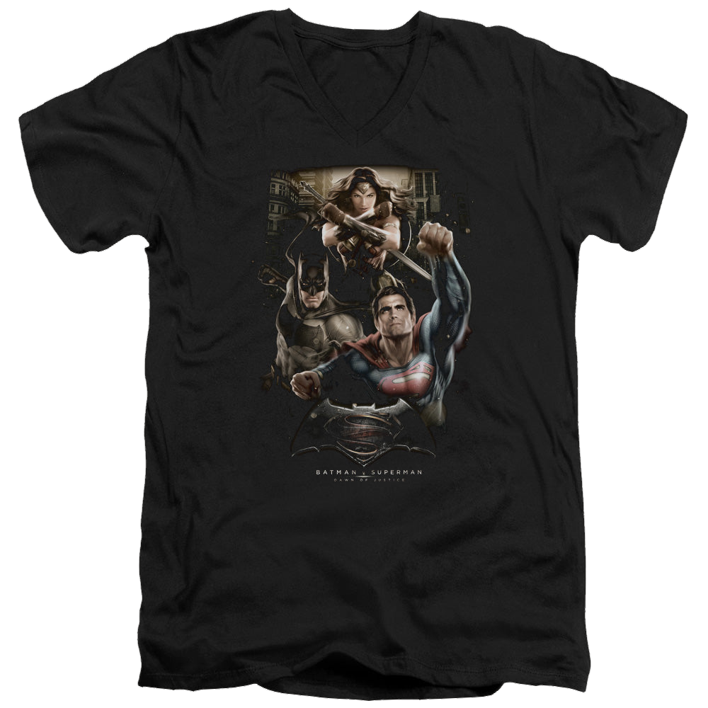 Batman v Superman Three In Action - Men's V-Neck T-Shirt Style001