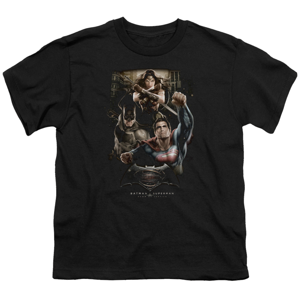 Batman v Superman Three In Action - Youth T-Shirt
