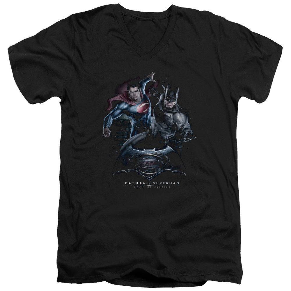 Batman v Superman Team Up - Men's V-Neck T-Shirt Style001