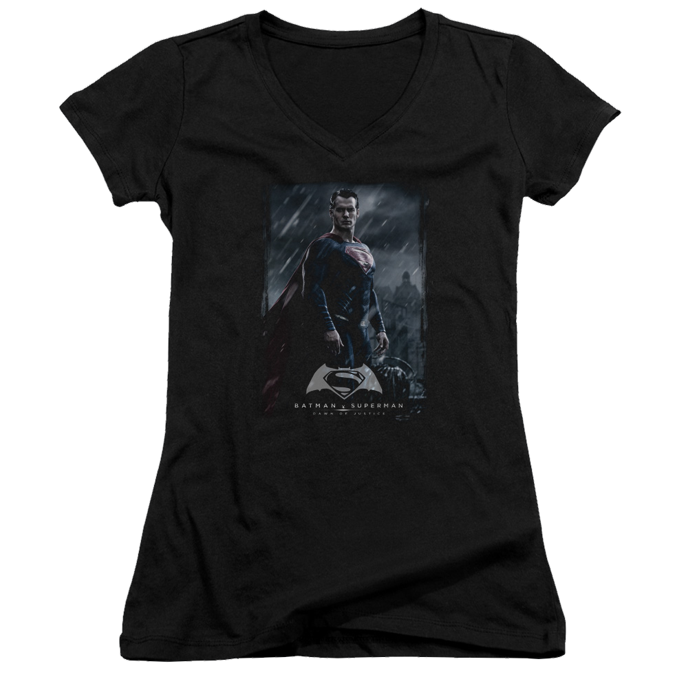 Batman v Superman Supe Poster - Juniors V-Neck T-Shirt Style001
