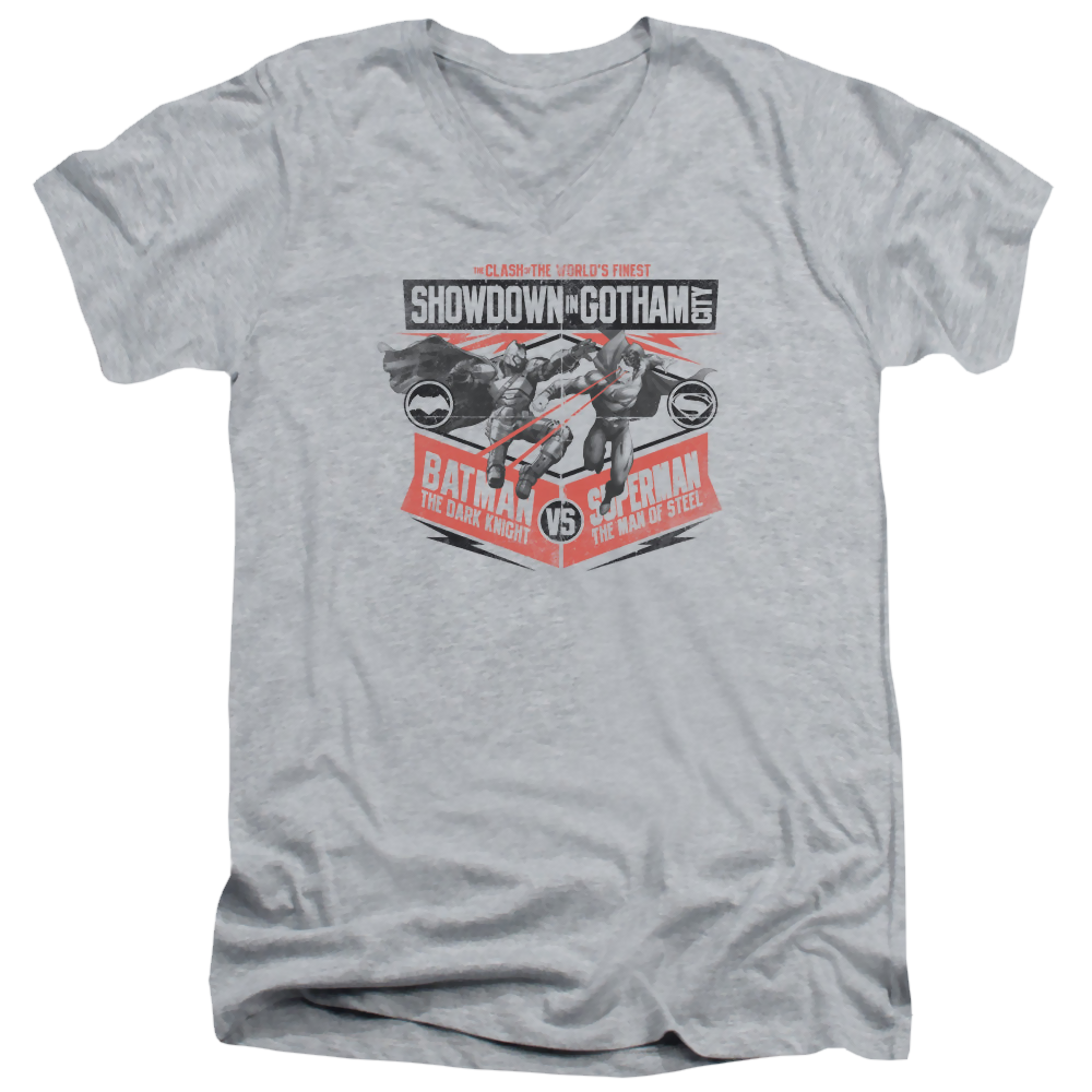 Batman v Superman Showdown In Gotham - Men's V-Neck T-Shirt