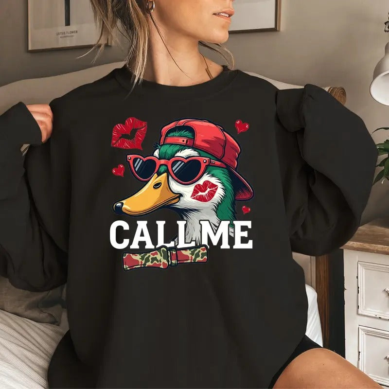 Call Me Duck Valentine Shirt, Funny Valentine Shirt, Funny Mallard Duck Shirt, Duck Hunting Valentine Tee, Cute Animal Tee