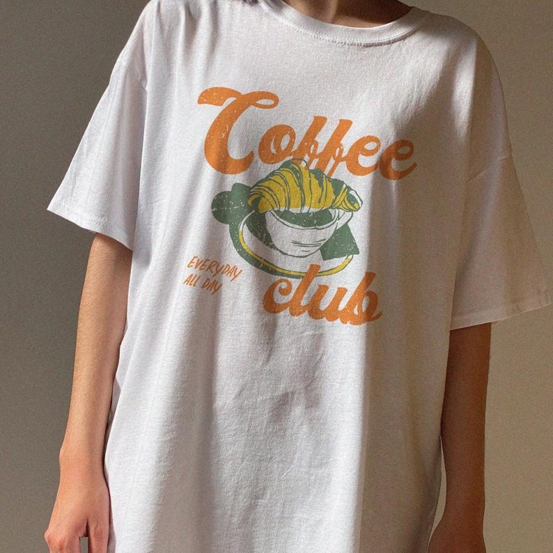 Coffee Club Tshirt, Coffee Lover Tee, Foodie Coffee Lover Aesthetic Graphic Tee, Trendy Streetwear Shirt, Retro Graphic Shirt