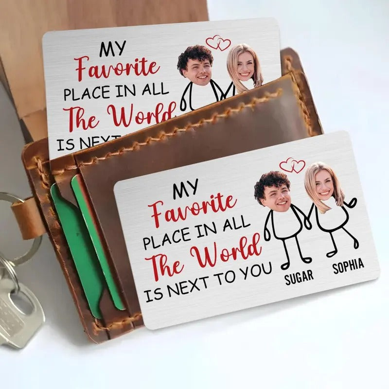 Custom Photo Wallet Metal Card, Personalized Message Wallet Metal Insert,Anniversary, Wedding Gift,Valentine's Day Gift,Gifts for Him or Her style 02