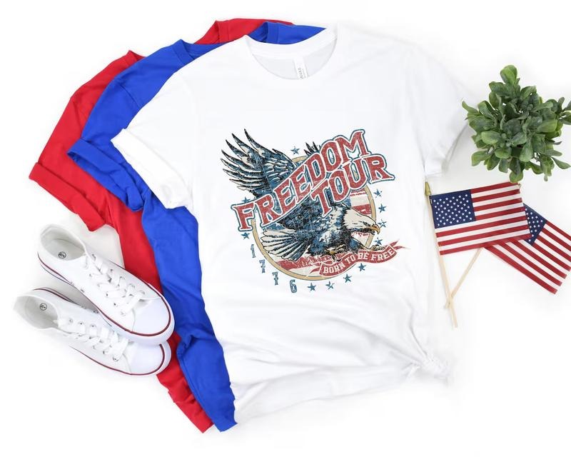 Freedom Tour 1776 T-shirt, American Eagle Shirt, 4th Of July Shirt, Freedom Shirt, Independence Day Gift, Patriotic Shirt, Memorial Day Gift Menswear Top Underwear Tshirt