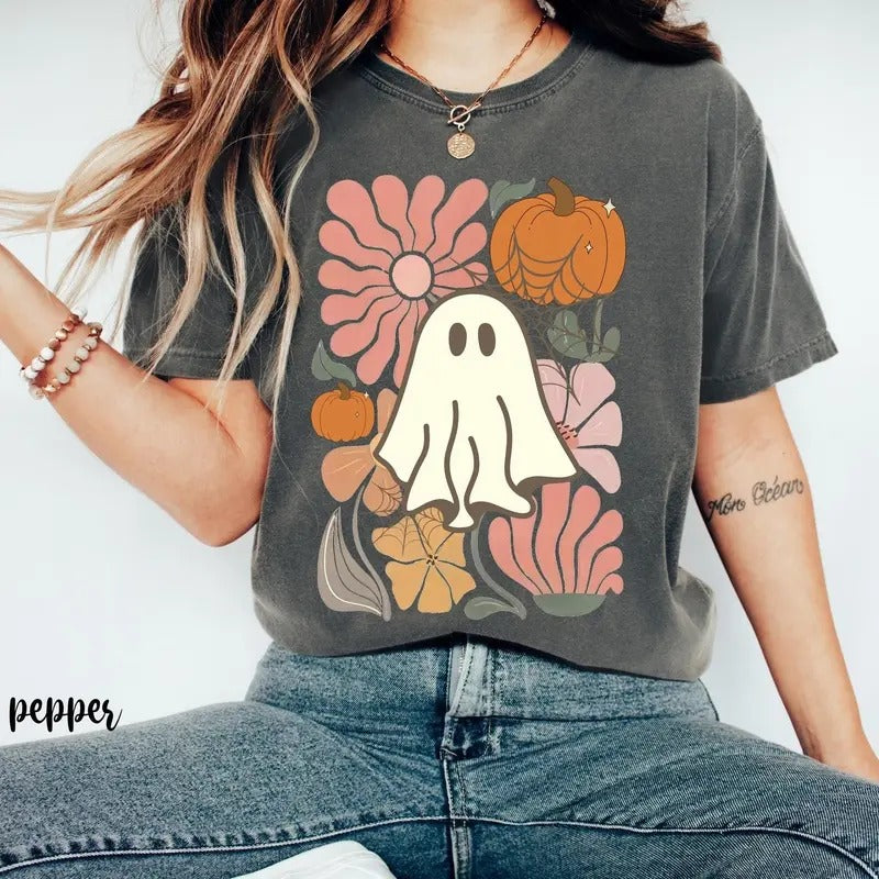 Funny Cat Shirt, Dead Inside But Floral Ghost Halloween Shirt, Pumpkin Fall Tee, Boho Spooky Season ShirtStill Love Cats, Black Cat Halloween Shirt, Ghost Shirt Womenswear Tops