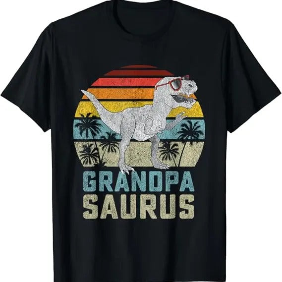 Funny Grandpa Shirt, Gift For Grandfather, Grandpa Saurus Family Matching T-Shirt Menswear Casual Cotton Top