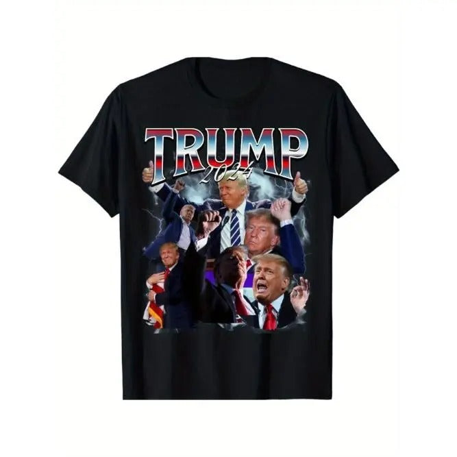 Funny Trump 2024 campaign 90s rap fashion bootleg style T-shirt, quality material Made in USA