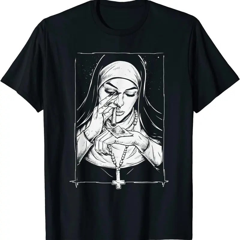 Funny Unholy Nun T-Shirt, Unisex, Cotton Top Streetwear