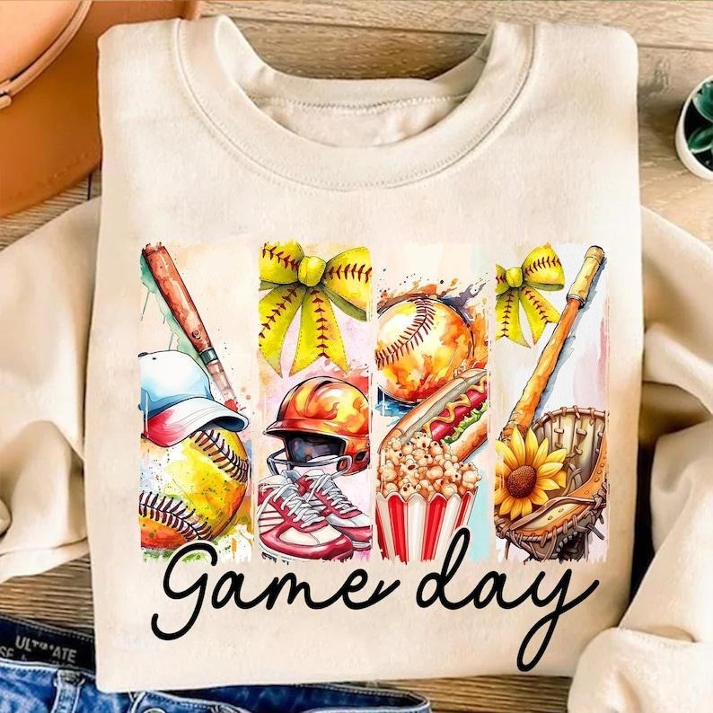Game Day Softball Coquette Bow Mama , Softball Mom Sweatshirt Classic