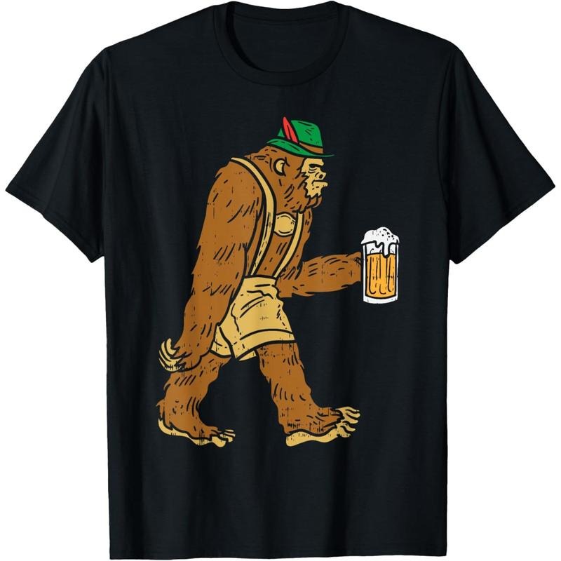 German Bigfoot Sasquatch Beer Lederhose Funny Oktoberfest T-Shirt made in us