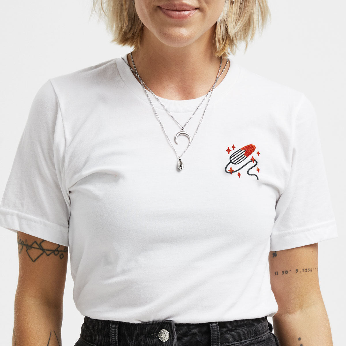 Glitter Tampon Embroidered T-Shirt