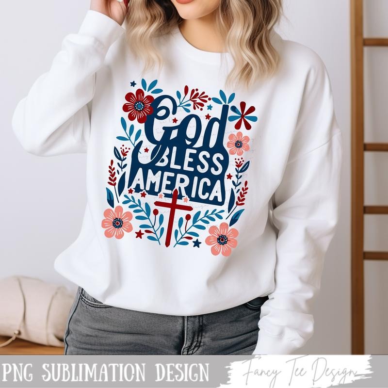 God Bless America Boho Floral Christian Shirt July 4th Designs American Patriotic 4th Of July Shirt Designs Usa Independence Day