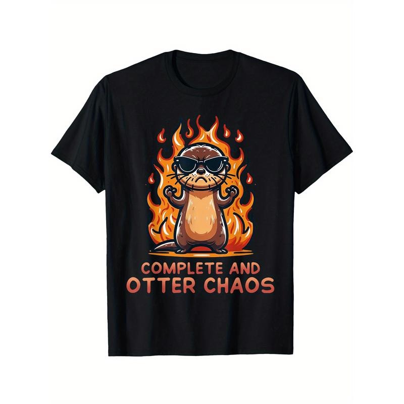 Graphic Otter Cartoon Complete And Otter Chaos Lover Animals T-Shirt made in usa