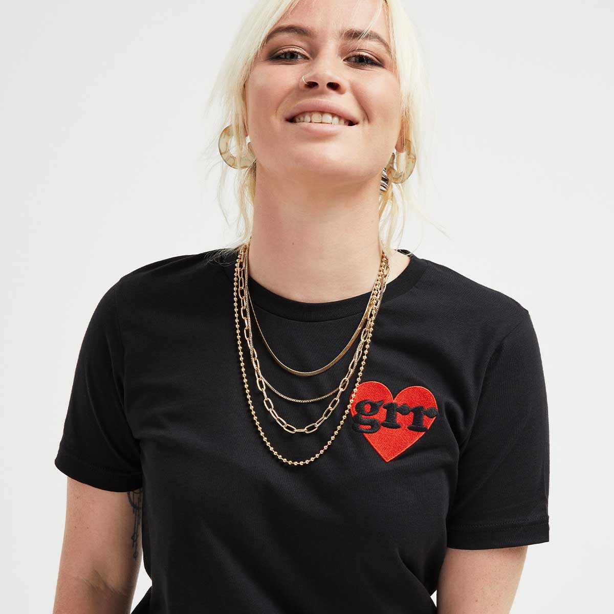 Grr Heart Embroidered T-Shirt
