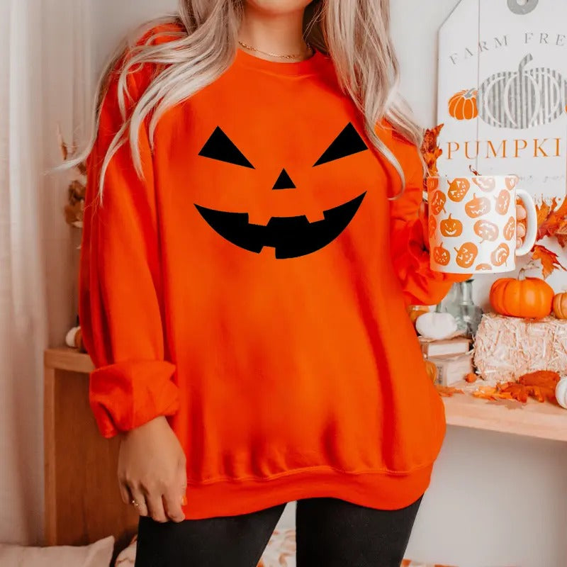Halloween Jack-O-Lantern Shirt, Halloween Shirt, Funny Pumpkin Face Halloween Sweatshirt, Cute Halloween Party Shirt, Spooky Season Shirt, Halloween Gift