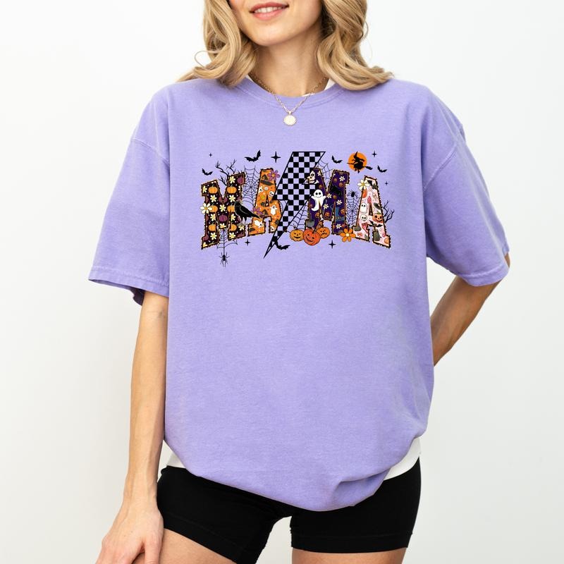Halloween Mama Shirt, Coquette Mama Unisex Top, Mom Halloween Graphic T-shirt, Sweatshirt For Mom, Cute Momster Tee, Spooky Mama Tee, Gift for Mom, Comfy Fabric Graphic Tee, Women's Tops, Menswear, Cotton Fabric Relaxed Fit Chic Style