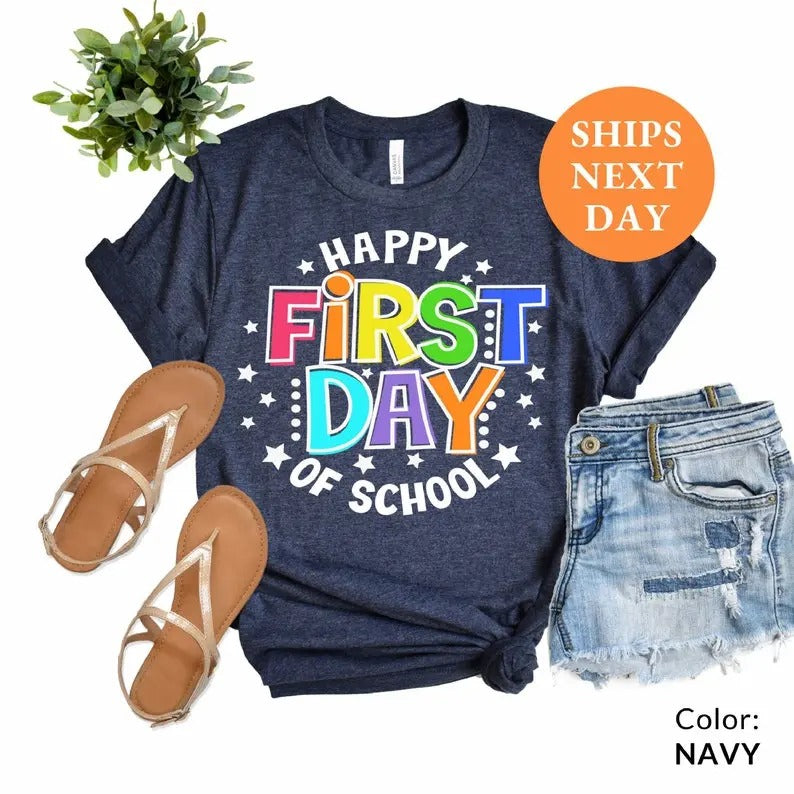 Happy First Day of School Teacher Shirt, Back to School Shirt for Teachers, Teacher Shirt Back to School Shirt Teacher Gift style 03