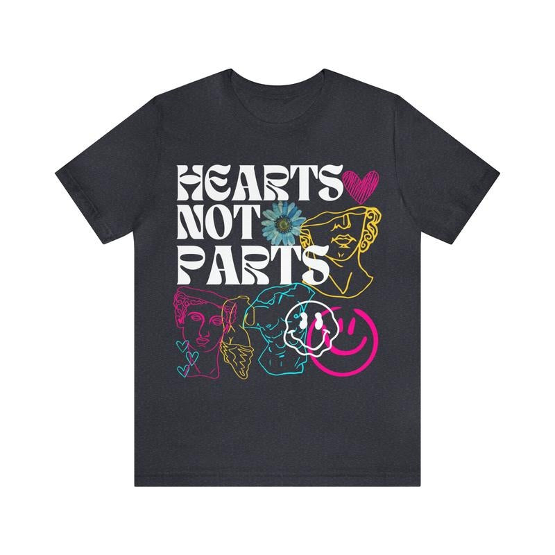 Hearts Not Parts T Shirt Hoodie Sweater Pansexual Shirt Pansexual Pride Subtle Pansexual Shir Discreet Pansexual Queer Shirt LGBTQ Pride March