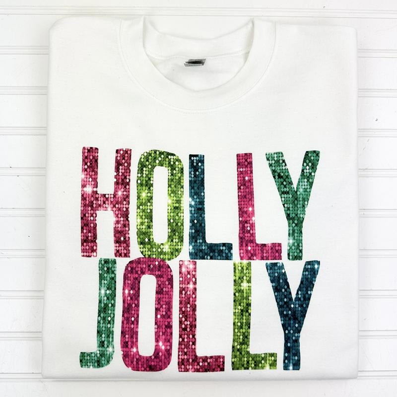 Holly Jolly Faux Sequins Sweatshirt