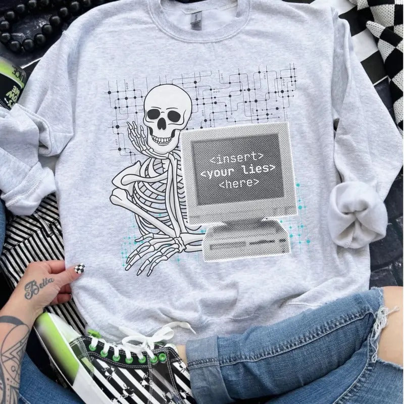 Insert Your Lies Here - Ash Grey - Sublimation- - Unisex Jersey Sweatshirt funny sweatshirts