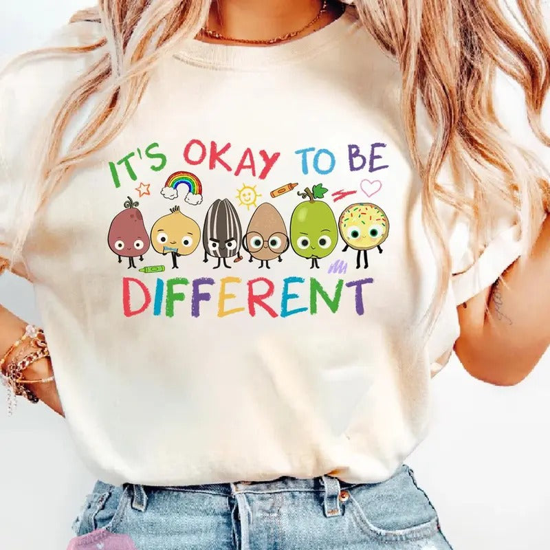 It's Okay To Be Different Shirt, Sped Tee, Neurodiversity Gift, Special Education Shirt, AAC Teacher Shirts, RBT Shirt, School Counselor